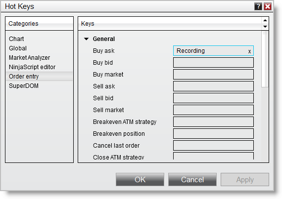 Operations > Hot Keys > Trading with Hot Keys
